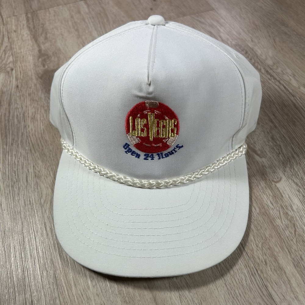VTG  Las Vegas‎ Snapback Hat Open 24 Hours Mohrs White Rope Cap